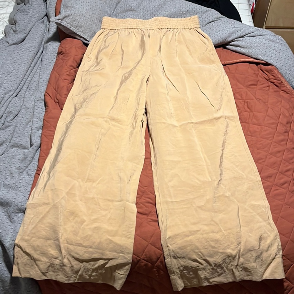 Madewell light caramel pull on wide leg pants